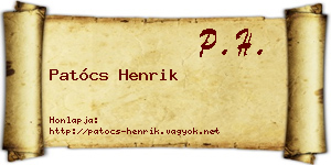 Patócs Henrik névjegykártya