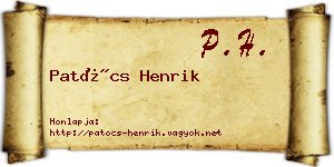 Patócs Henrik névjegykártya